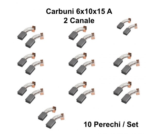 Perii Colectoare Carbuni 6x10x15 - A - 2 Canale / 10Set/Punga