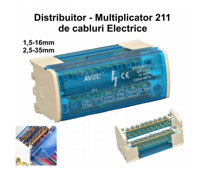 Bloc de Distributie Electric 211 - 125A / 500V 1,5-25mm / 2,5-35mm