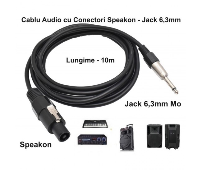 Cablu Audio Jack 6,3 tata MO - Spik-on Tata Prof - 6mm / 10m