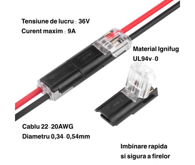 Conector 2 Pini cu Imbinare Rapida 22-20 AWG