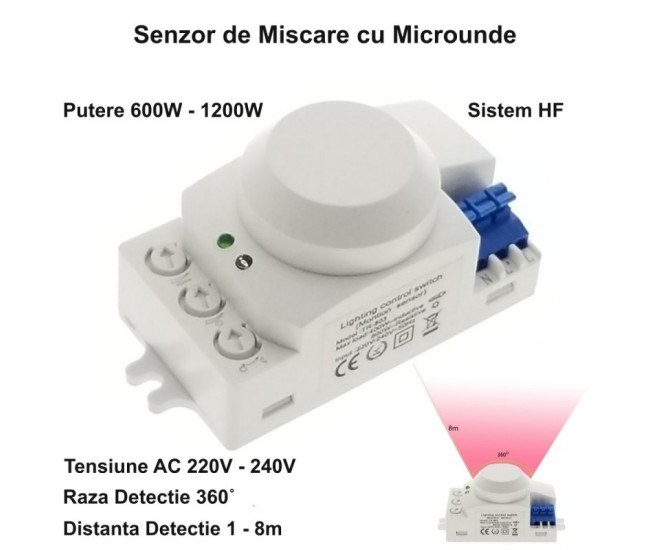 Senzor de Mișcare cu Microunde 360˚ - 1200W