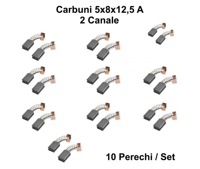 Perii Colectoare Carbuni  5x8x12,5 - A - 2 Canale / 10Set/Punga