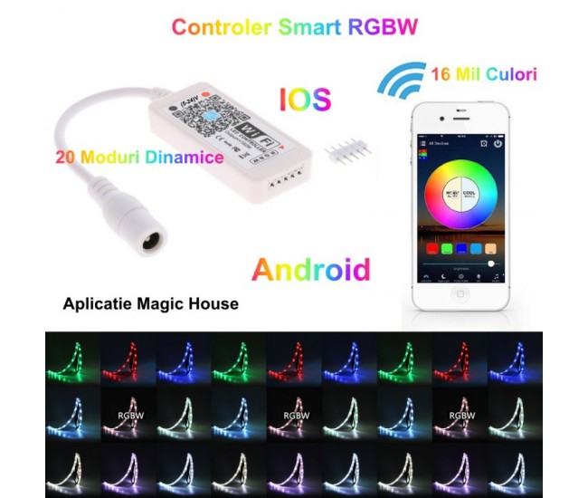 Mini Controler Smart RGBW Led cu Wifi 5-24V