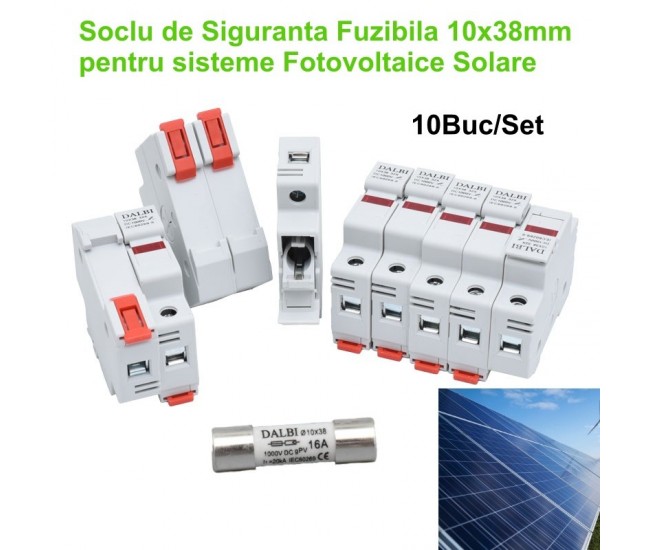 Suport Siguranta Fuzibila 10x38mm / DC 1000V Sistem Fotovoltaic - 10buc/set