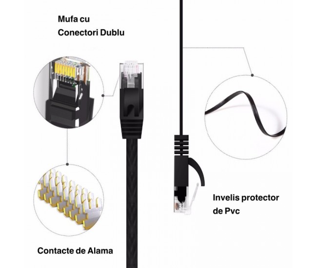 Cablu UTP Plat CAT6 Gigabit, 50m