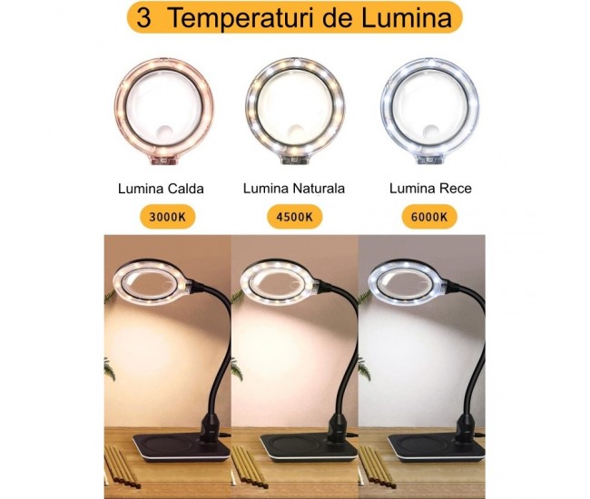 Lupa de Marit 10X, 20X din Sticla, cu Suport si Cleste, 3 Culori de Lumina, MG-HYZ-110