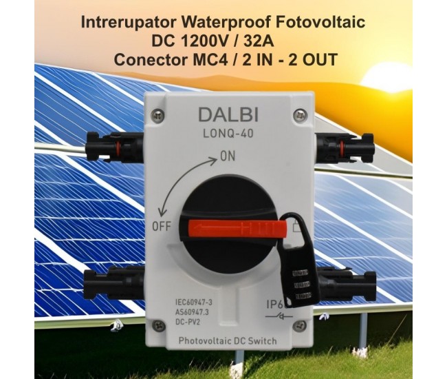 Intrerupator Sistem Solar Fotovoltaic DC 1200V / 32A - Conectori MC4 / 2 IN - 2 OUT