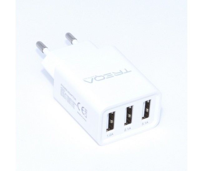 Incarcator Retea - 3 x USB / 3,1A + Cablu Micro USB , TREQA