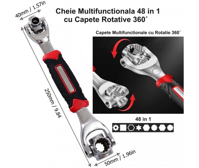 Cheie Tubulara  48 in 1 cu Rotatie 360˚