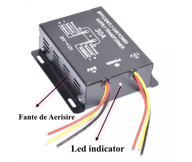 Convertor Auto de Tensiune 24V-12V DC/30A