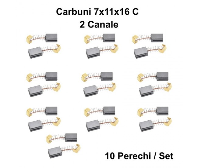 Perii Colectoare Carbuni 7x11x16 - C - 2 Canale / 10Set/Punga