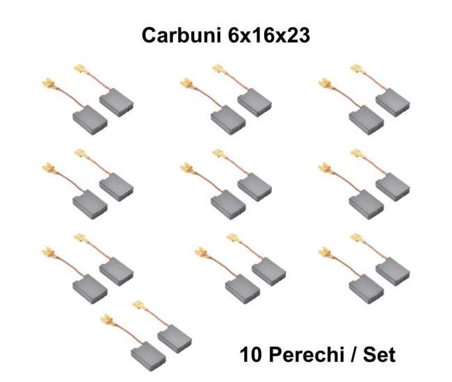 Perii Colectoare Carbuni 6x16x23 Papuc M 6,3mm / 10Set/Punga