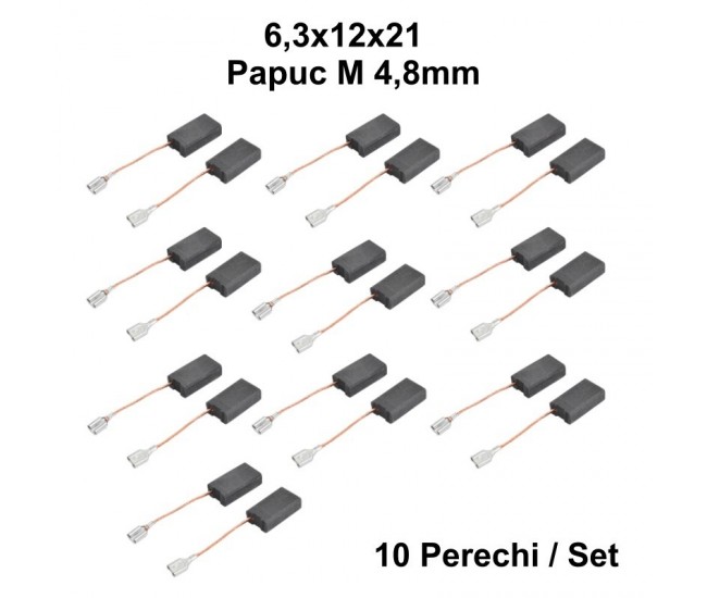 Perii Colectoare Carbuni 6x12x21 - Papuc M 4,8mm / 10Set/Punga