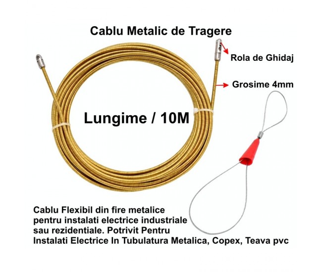 Fir Metalic de Tragere Cablu Electric 4mm x 10M