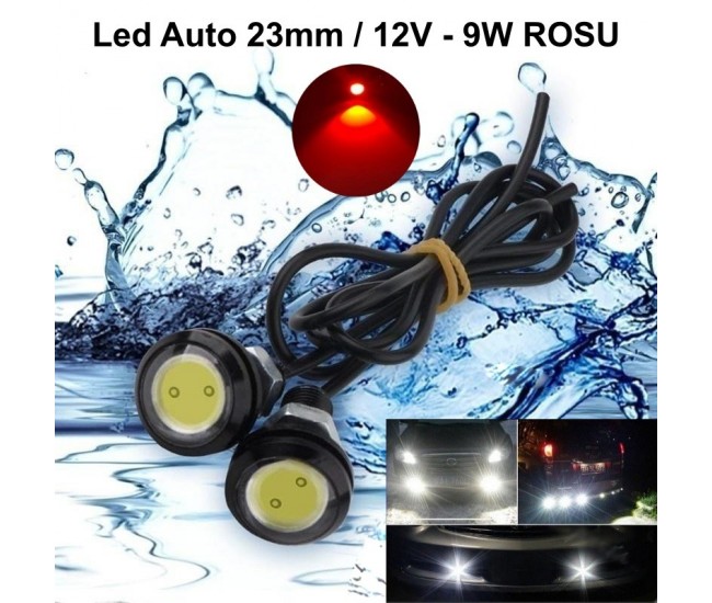 Led Auto 23mm / 12V - 9W / ROSU, 2 Buc/Set