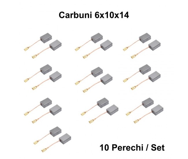 Perii Colectoare Carbuni 6x10x14 - Papuc 2,8mm / 10Set/Punga