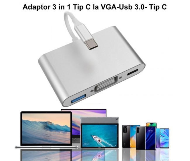 Adaptor Video Usb Tip-C la VGA-Usb 3.0- Usb Tip-C