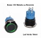 Push Buton Negru 19mm/Led Verde