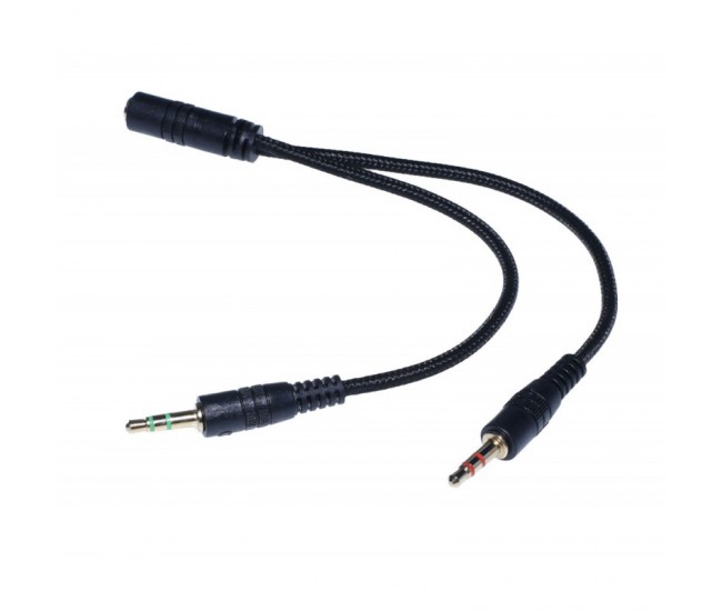 Cablu Audio Jack 3,5mm la 2 x Jack 3,5mm Tata, 20cm