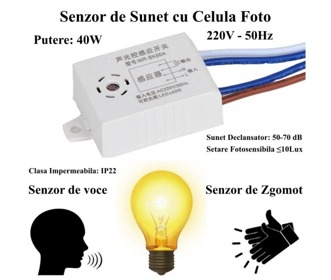 Senzor de Sunet 220V/40W