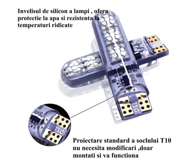 Led Auto T10 RGB 5050 12V-5W cu Telecomanda