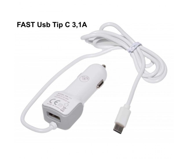 Incarcator Auto Fast 3,1A Tip C si Usb