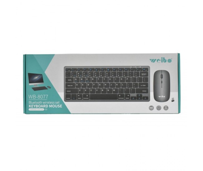 Set Tastatura Slim cu Mouse Wireles si Bluetooth WB-8077