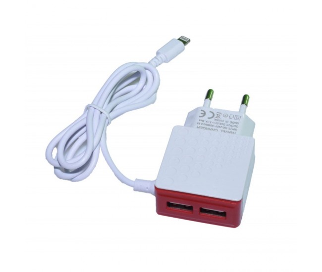 Incarcator Retea 220V - 2 x Usb + Iphone 3,1A