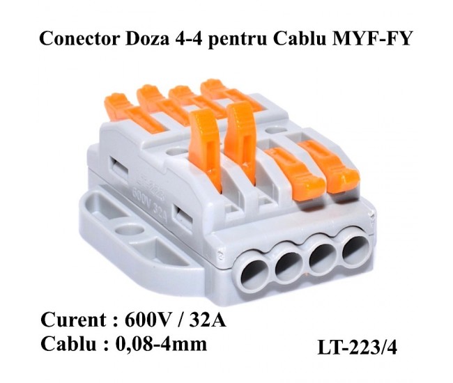 Conector Doza 4-4 pentru Cablu, LT-223/4