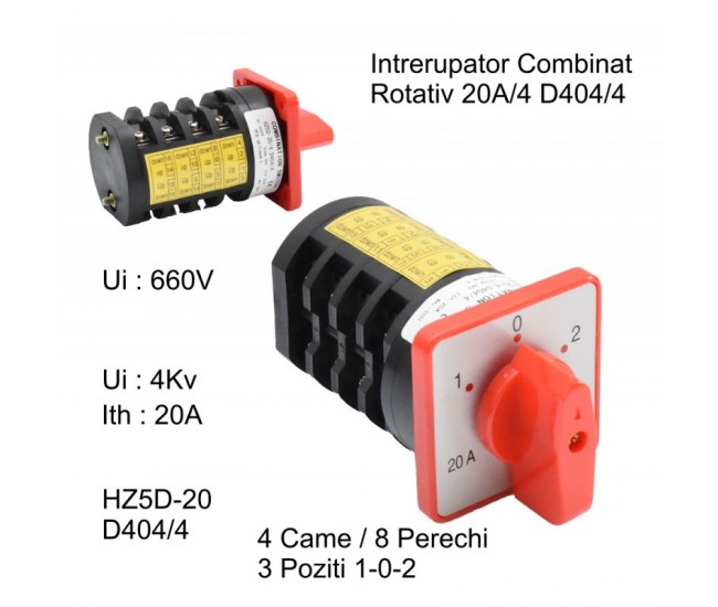 Comutator Rotativ 4 Came 1-0-2 / 20A - D404/4