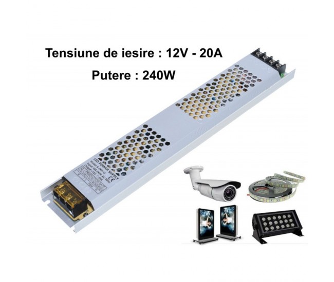 Sursa de Alimentare Slim 12V-240W / 20A