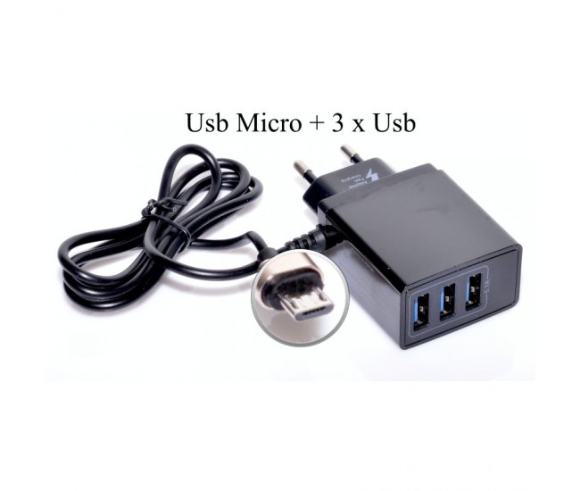 Incarcator Fast Micro Usb - 5,1A cu 3 x Usb