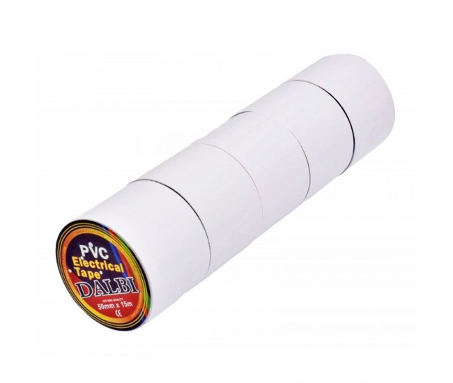 Banda Izolatoare Alba din Pvc 50mm x 15m 5Buc/Set