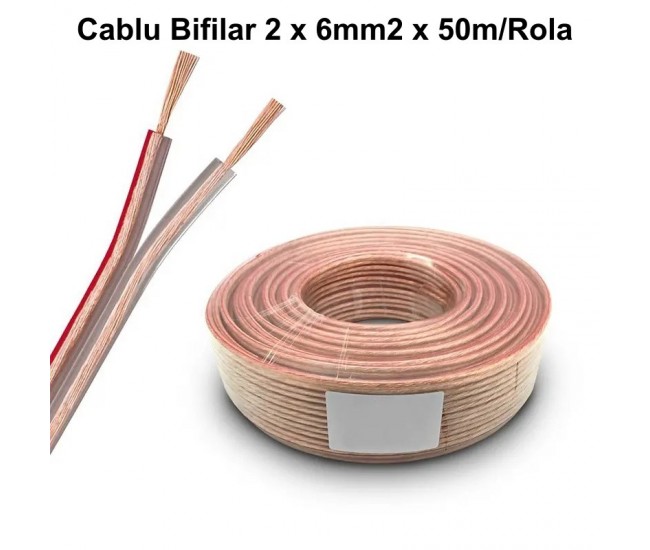 LSP-122/TR Cablu Difuzor Bifilar Transparent 2 x 6 / 50m/rol