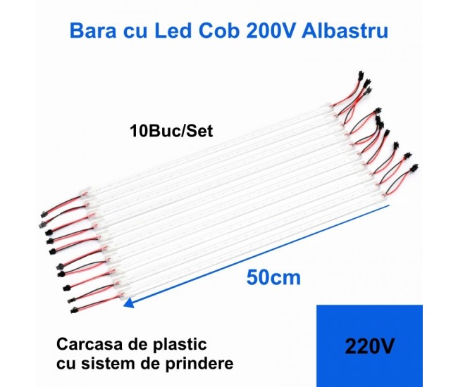 Bara cu Led Cob 220V Albastru, 50cm x 10buc/set