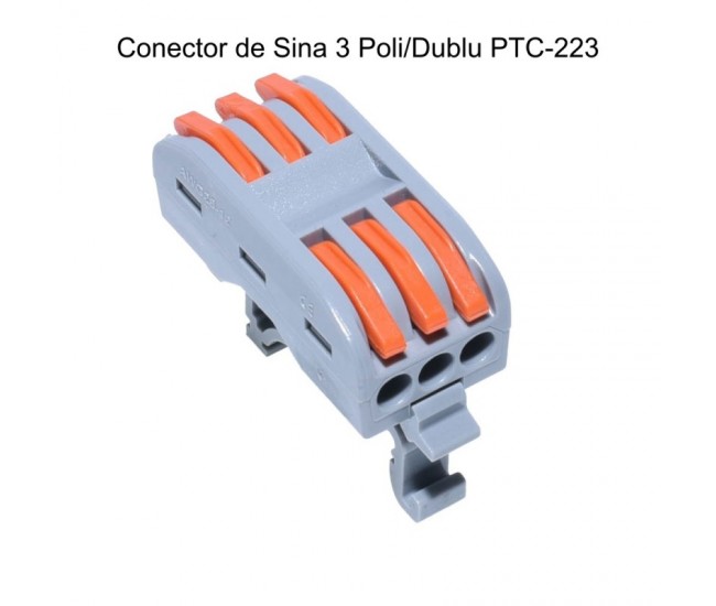 Conector de Șina 3 Poli Cap Dublu PCT-223