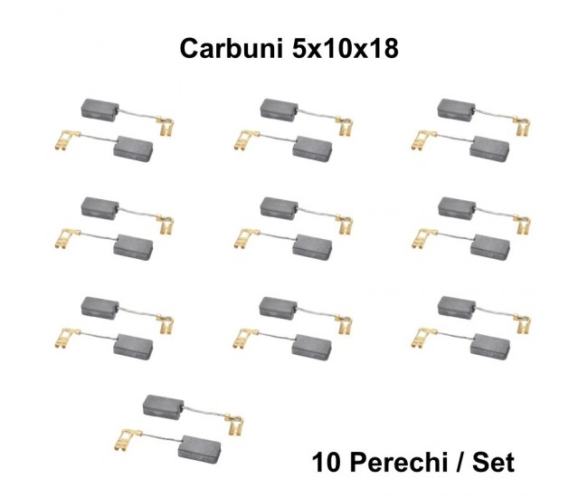 Perii Colectoare Carbuni 5x10x18, Papuc M 4,8mm Cot / 10Set/Punga