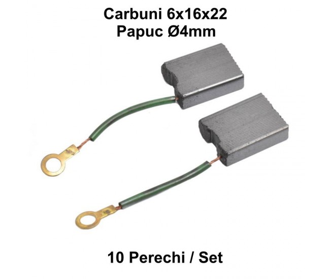 Perii Colectoare Carbuni 6x16x22 - E63 - Papuc Ø 4mm / 10Set/Punga