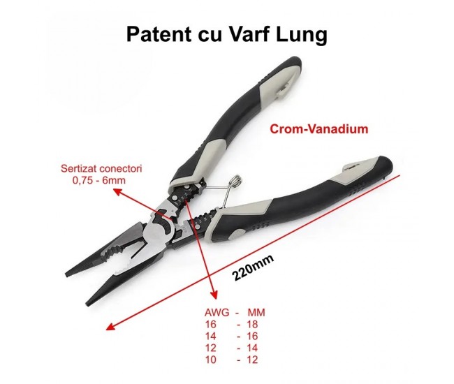 Patent cu Varf Lung Multifunctional Profesional CR-V