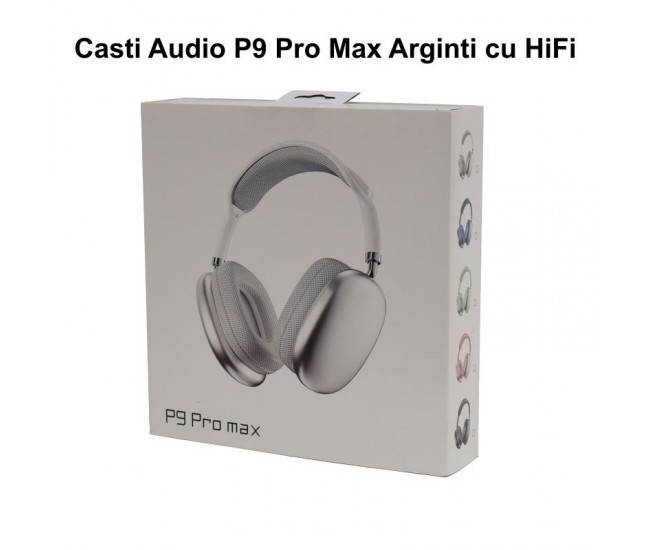 Casti Audio WiFi P9 Pro Max cu Bluetooth 5.3 / Alb-Argintiu