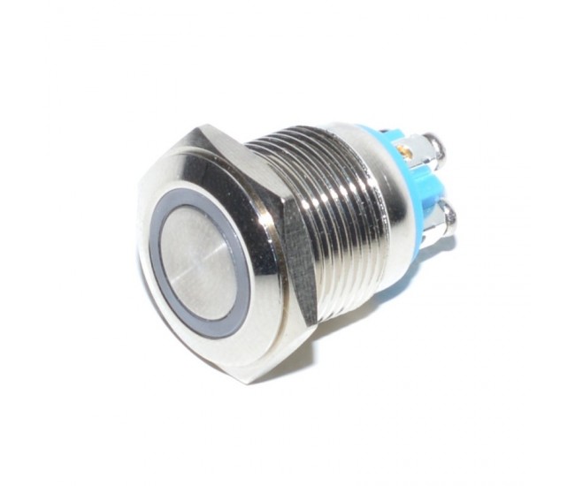 Intrerupator Push Metalic 16mm cu Led  12V cu Revenire