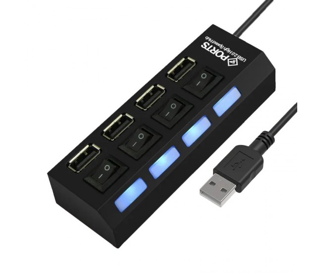 HUB 4 Usb 2.0 cu Intrerupator si Led