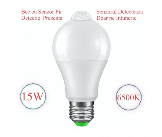 Bec cu LED si Senzor de Miscare E27-15W-6500K