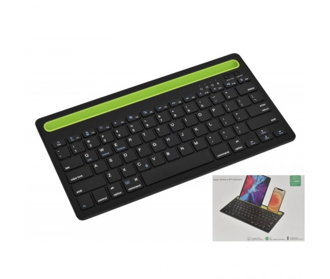 Tastatura Neagra Mini Slim cu Bluetooth si Suport Tableta & Telefon  / AS-199