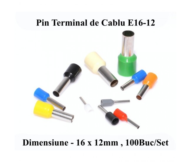 Pin Terminal de Cablu E16-12 Verde, 100Buc/Set