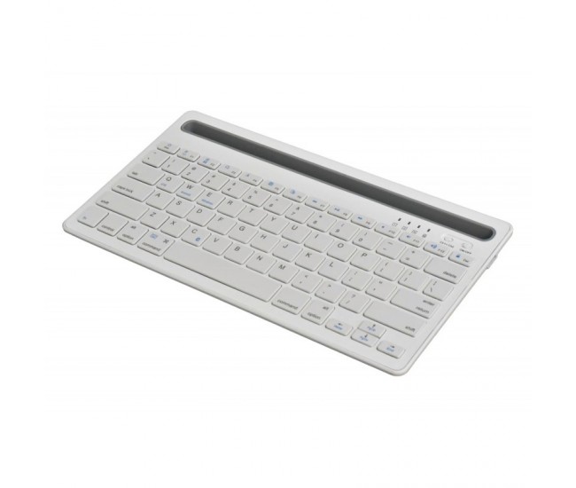 Tastatura Alba Mini Slim cu Bluetooth si Suport Tableta & Telefon  / AS-199