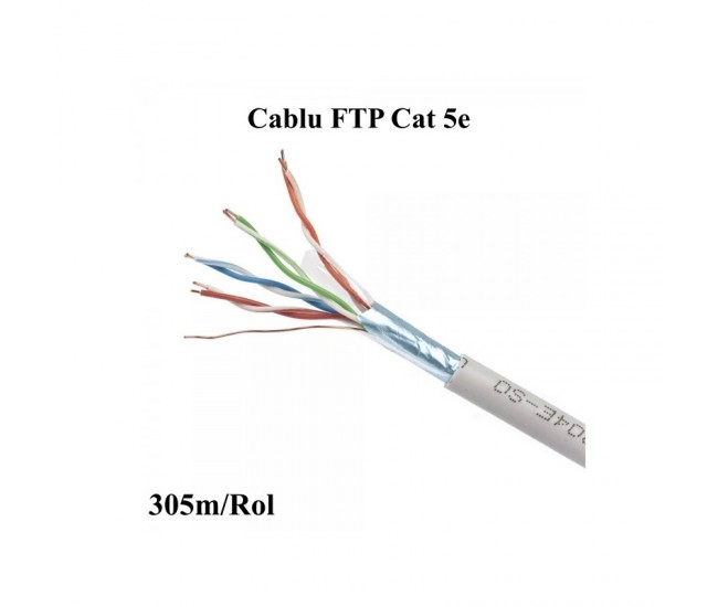 Cablu FTP Cat 5 Aliaj 8 fire x 0,55mm², 305m/Rol