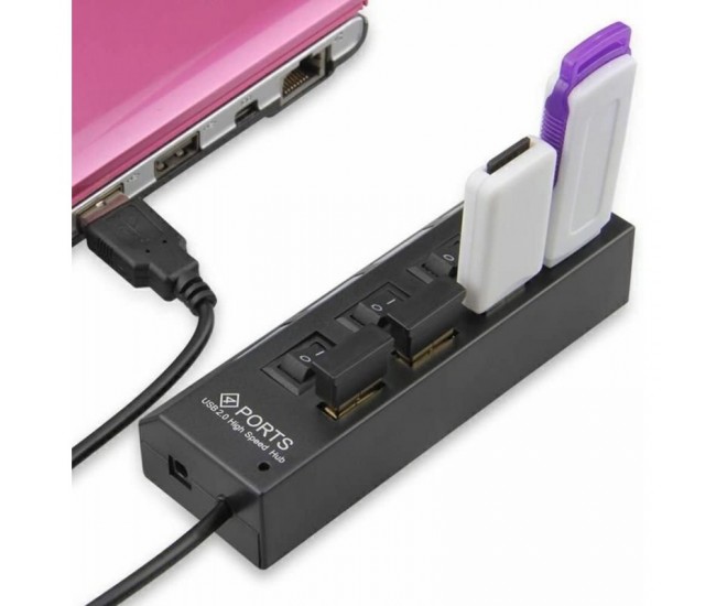 HUB 4 Usb 2.0 cu Intrerupator si Led