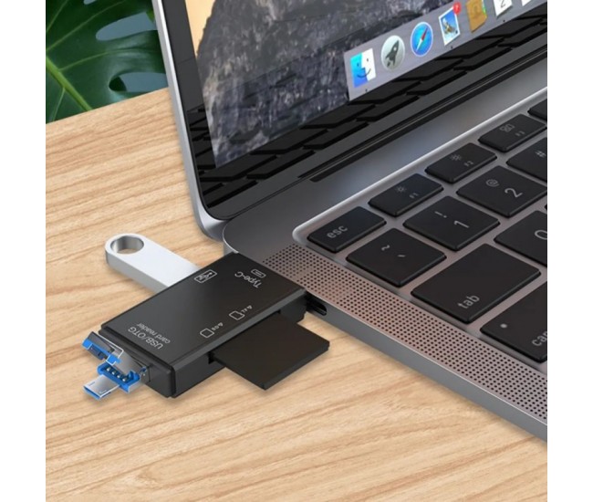 Cititor de Card OTG 6 in 1 cu USB 3.0 - Micro - Tip C - TF/SD Card