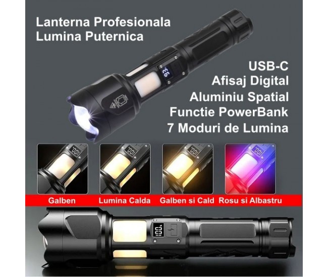 Lanterna Profesionala 7 Moduri de Lumina si Led Display SY-2305